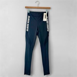 NWT GUESS Logo Mesh-Trim Leggings XS Black